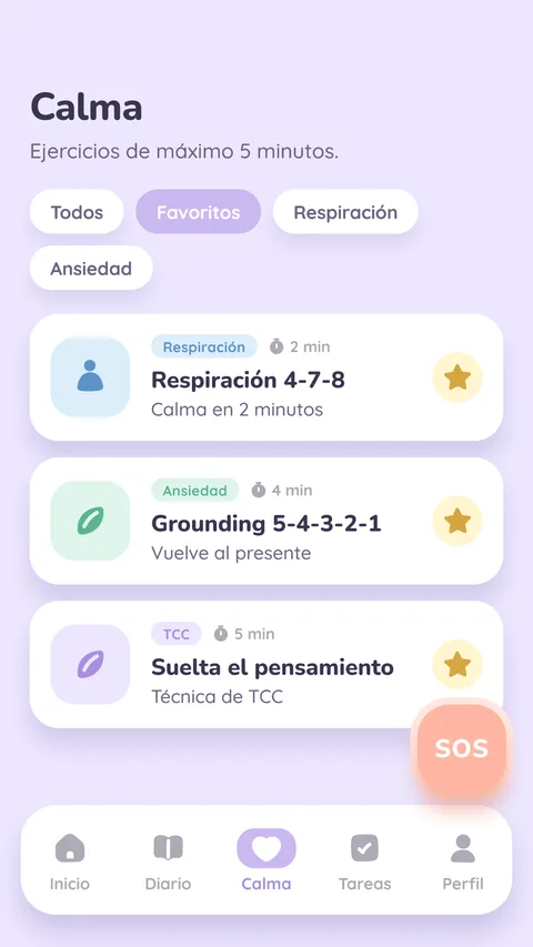 Pantalla Calma de la app Rumi