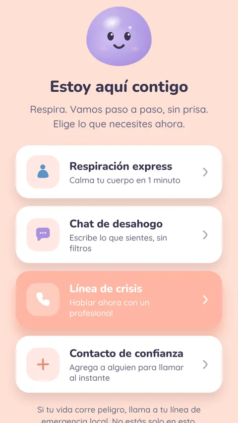 Pantalla SOS de la app Rumi